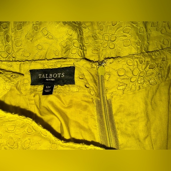 TALBOTS GREEN FLORAL EYELET SKIRT SIZE 12p PETITE - Picture 5 of 9